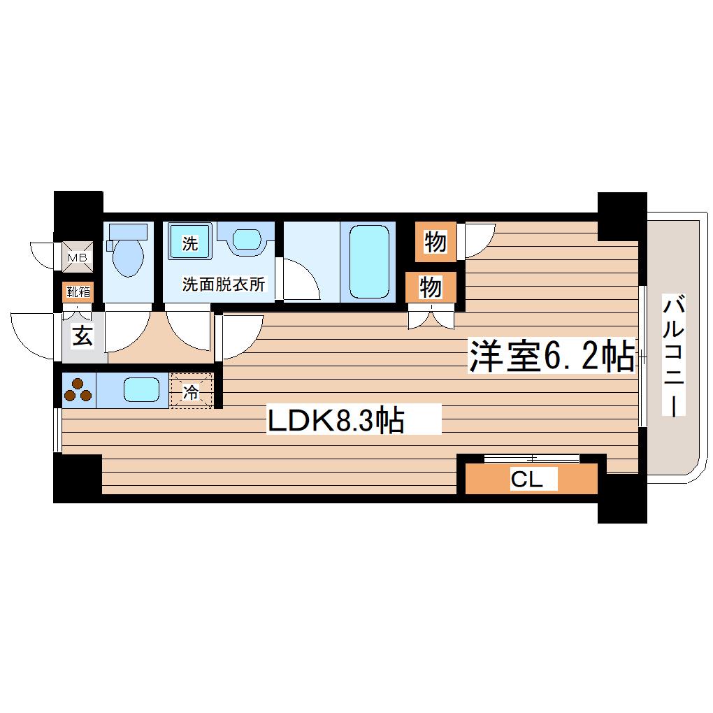 ライフシティ(1LDK/1階)の間取り写真