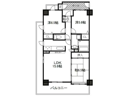 コスモ武庫川公園(3LDK/8階)の間取り写真