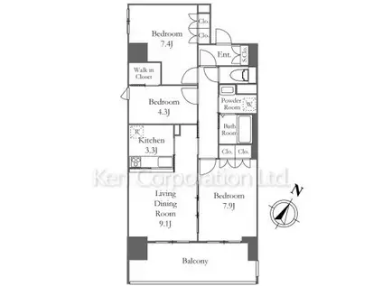 リーラ横浜川和町(3LDK/8階)の間取り写真