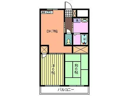 ロイヤルコートムラタ2(2DK/2階)の間取り写真