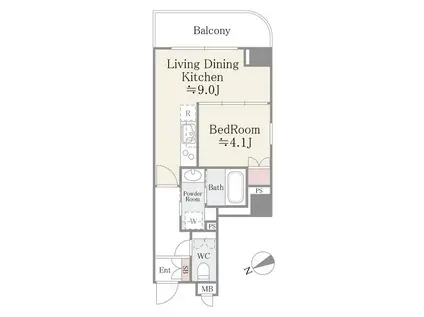 リバーパーク門前仲町(1LDK/6階)の間取り写真