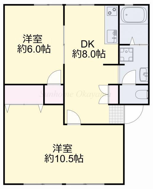 コーポ赤坂(2DK/1階)の間取り写真