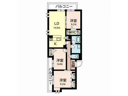 グランテージ高槻(3LDK/4階)の間取り写真