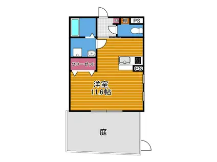 サウスローズ古市(ワンルーム/1階)の間取り写真