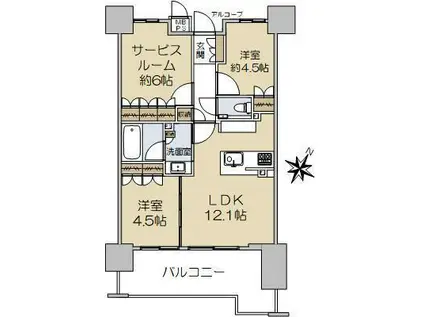 ワコーレ神戸三宮G.C(2SLDK/6階)の間取り写真
