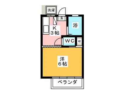 ハイツヒロ(1K/2階)の間取り写真