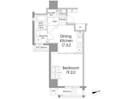 パークハビオ戸越(1DK/11階)の間取り写真