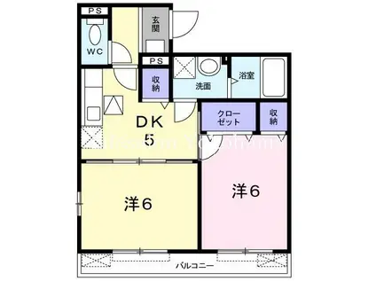 エクサージュ(2DK/1階)の間取り写真