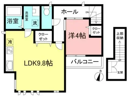ベルデミュール(1LDK/1階)の間取り写真