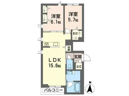 リアン中目黒(2LDK/2階)の間取り写真