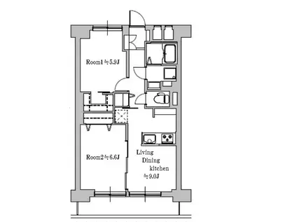 鹿島田グリーンハイツ2号棟(2LDK/9階)の間取り写真