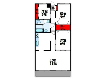 リファレンス空港東(3LDK/6階)の間取り写真