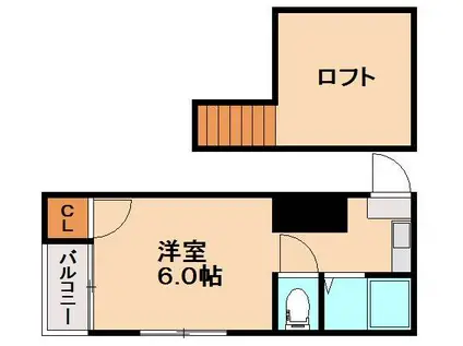 ハイルーフ春日原(ワンルーム/1階)の間取り写真