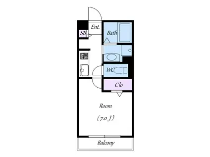 ダイワプレミア当代島I(1K/3階)の間取り写真