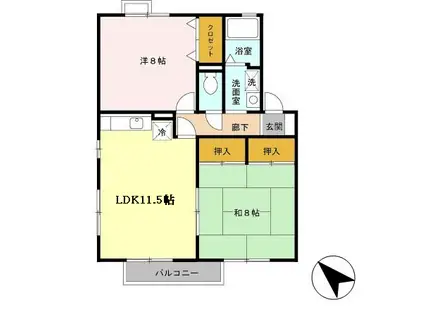 21番館(2LDK/2階)の間取り写真