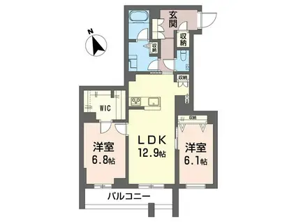 グランクロス サン(2LDK/1階)の間取り写真