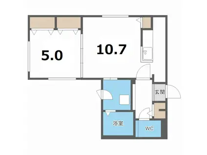 BELL TREE南5条(1LDK/3階)の間取り写真