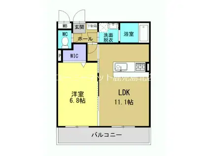 ラフォーレ コト(1LDK/2階)の間取り写真