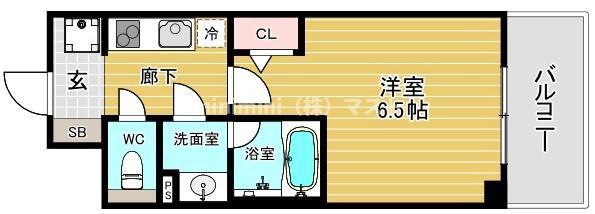 リヴェント難波ウエスト(1K/11階)の間取り写真