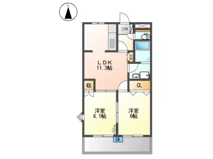カーサ アニマート(2LDK/3階)の間取り写真