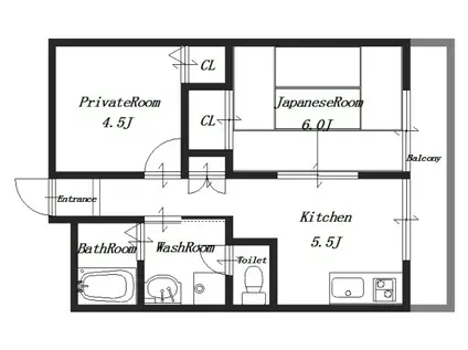 クリスタルハイツ(2K/1階)の間取り写真
