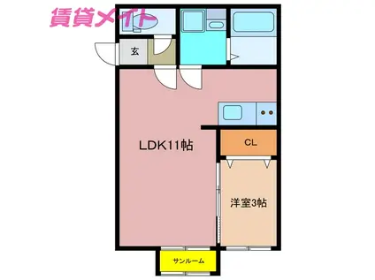COZY(1LDK/2階)の間取り写真