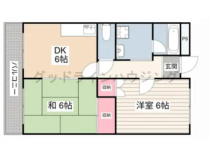 アーバンヤシロ(2DK/1階)の間取り写真