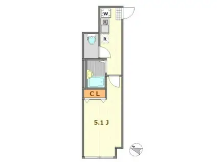 マーレ世田谷(1K/1階)の間取り写真