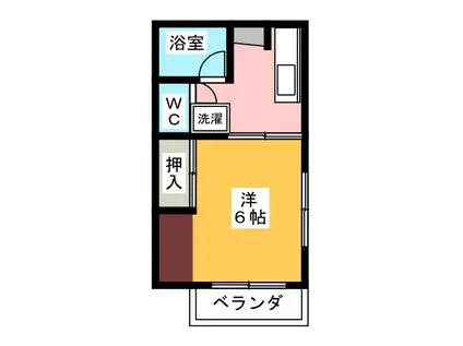 ハピネス宮崎(1K/1階)の間取り写真