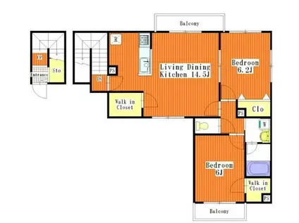 ベルベットIII(2LDK/2階)の間取り写真