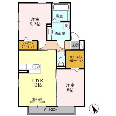 ガーネット幸(2LDK/2階)の間取り写真