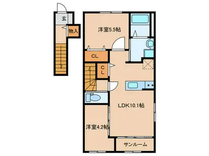 ティーノ フェリーチェ 33(2LDK/2階)の間取り写真