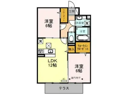 ルピナスⅦ(2LDK/1階)の間取り写真