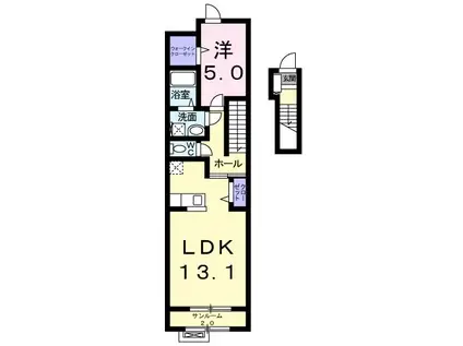 サンリットハウスグランデ B(1LDK/2階)の間取り写真