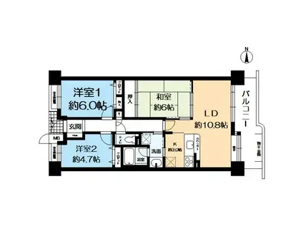 ファミールガーデン二条駅前 東棟(3LDK/10階)の間取り写真