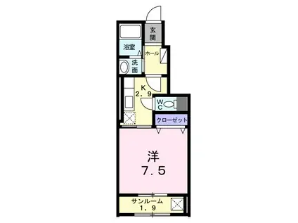 ヴェール ヌイ(1K/1階)の間取り写真