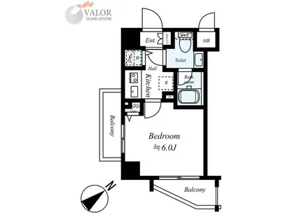 LEA横濱ウエストステージ(1K/6階)の間取り写真