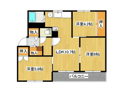 クラージュ春光II(3LDK/1階)の間取り写真