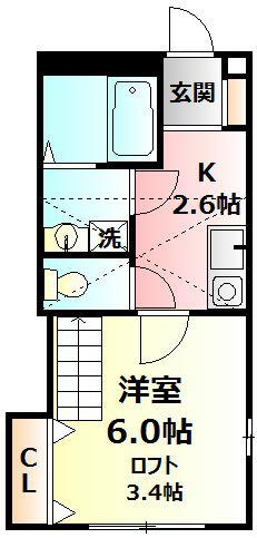ピュアメゾン秦野南矢名(1K/2階)の間取り写真