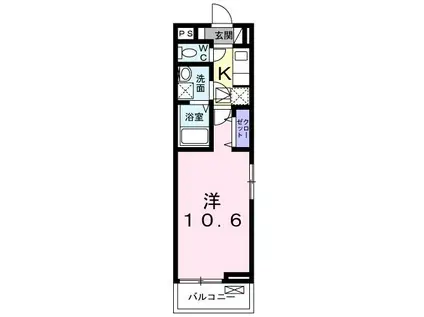 グリーチネモンテ(1K/1階)の間取り写真