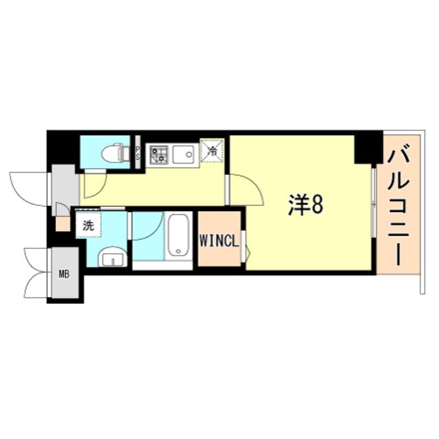 レユシール塚本(1K/8階)の間取り写真