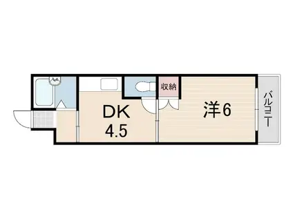 イナホ・ハイツ(1DK/3階)の間取り写真