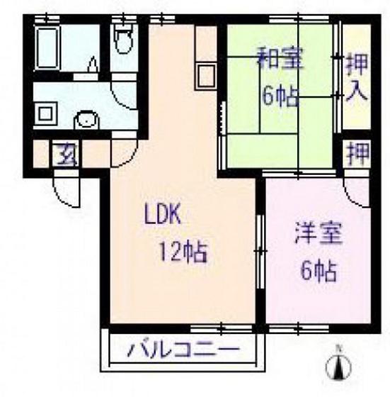 ソルコラード操明A(2LDK/2階)の間取り写真