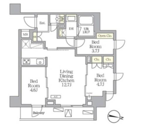 NOGATA RESIDENCE(2LDK/3階)の間取り写真