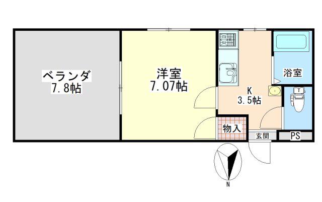サンシティー南矢三(1K/3階)の間取り写真