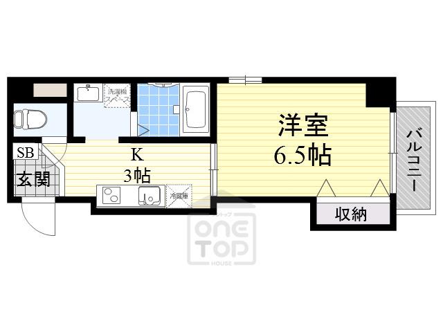ドミール関大前(1K/2階)の間取り写真