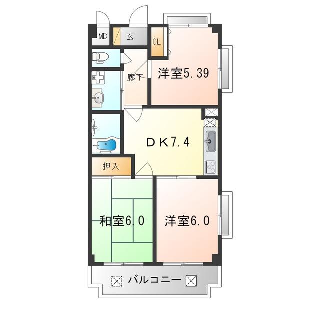 K-1ST(3LDK/2階)の間取り写真