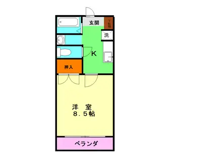 フェリーチェ水前寺南(1K/4階)の間取り写真