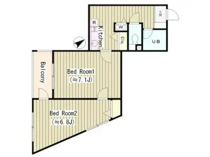 ラルゴ西早稲田(2K/5階)の間取り写真