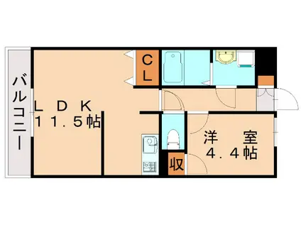 MDIカーサラヴァンダ黒崎(1LDK/2階)の間取り写真